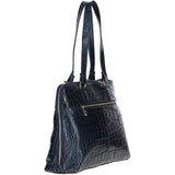 Women’s Large Croc Finish Leather Bag Navy/croc: 22-064/R