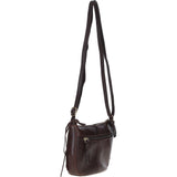 Leather Compact Crossbody Bag Brown: Naomi