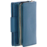 Ashwood Leather RFID Secure Wallet/Purse with Zip and Stud Closure Teal: X-30
