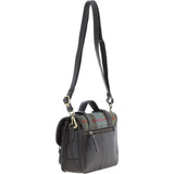 Ashwood Leather & Harris Tweed® Cloth Medium Satchel Bag with Twist Lock Brown/Mcload: TW-34-01-BM
