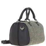 Ashwood Leather & Harris Tweed® Cloth Medium Barrel Bag Brown/Green: TW-62-09-BG