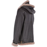 Hooded Sheepskin Flying Jacket Brown/Cream: FEN B3 HOODY