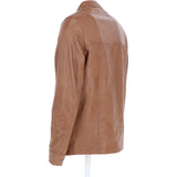 Ashwood Men’s Casual Real Leather Jacket with Mandarin Collar and Hidden Zip Tan: AWM-COOPER