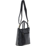 Versatile Ashwood Leather & Harris Tweed® Cloth Shoulder Bag Black/White: TW-22-012-BW