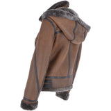 Short Hooded Sheepskin Flying Jacket Tobacco: 10245