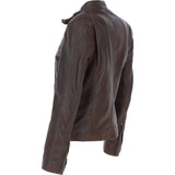 Leather Biker Jacket Aq Brown: G 2131
