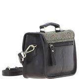 Ashwood Leather & Harris Tweed® Cloth Small Satchel Bag Brown/Green: TW-67-09-BG