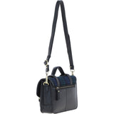 Ashwood Leather & Harris Tweed® Cloth Medium Satchel Bag with Twist Lock Black/Watch: TW-34-03-BW