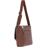 Gabicci Leather Messenger Bag with Striped Detail Tan: GB-64951