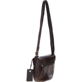 Leather Flap-Over Crossbody Bag Brown: Violet