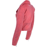 Short Leather Biker Jacket Raspberry: 6617
