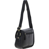 Elegant Ashwood Leather & Harris Tweed® Cloth Crossbody Bag Black/White: TW-27-012-BW