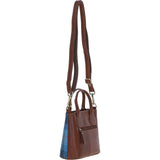 Ashwood Leather & Harris Tweed® Cloth Handbag with Removable Crossbody Strap Tan/LT Blue: TW-21-05-TB