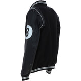 Ashwood Leather Men’s Wool and Leather Bomber Jacket with Striped Collar in Black: AWM-8