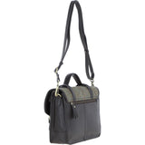 Ashwood Leather & Harris Tweed® Cloth Large Satchel Bag with Twist Lock Brown/Green: TW-35-09-BG