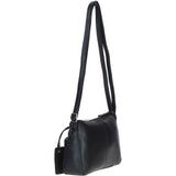 Compact Zip-Closure Leather Crossbody Bag Black: Belfast
