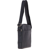 Mens Leather Messenger Bag Black: Logan