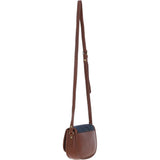 Ashwood Leather & Harris Tweed® Cloth Saddle Crossbody Bag with Twist Lock Tan/Navy: TW-30-011-TN