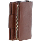 Ashwood Leather RFID Secure Wallet/Purse with Zip and Stud Closure Tan: X-30