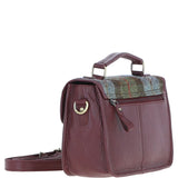 Ashwood Leather & Harris Tweed® Cloth Satchel Bag Wine/Mcload: TW-68-17-WM