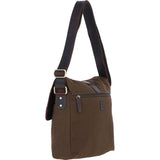 Fenland Canvas & Leather Crossbody Bag Brandy/green: FEN-754