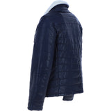 Ashwood Men’s Real Leather Puffer Jacket in Regular Fit with Faux Fur Collar Navy: AWM-Puffer