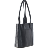 Ashwood Leather & Harris Tweed® Cloth Genuine Leather Shoulder Bag Black/White: TW-23-012-BW