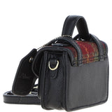 Ashwood Leather & Harris Tweed® Cloth Micro Satchel Bag with Twist Lock Black/Green/Red:TW-36-07-BR