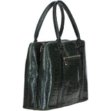 Large Leather Handbag Green/croc: Gina