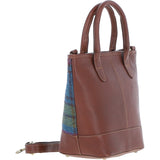 Ashwood Leather & Harris Tweed® Cloth Large Grab Bag  Tan/Purple: TW-64-13-TP