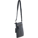 Ashwood Curve  Zip Top Leather Cross Body Bag Black: 64640/curve