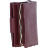 Ashwood Leather RFID Secure Wallet/Purse with Zip and Stud Closure Wine: X-30