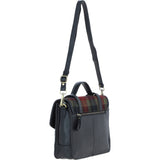 Ashwood Leather & Harris Tweed® Cloth Large Satchel Bag with Twist Lock Black/Green/Red: TW-35-07-BR