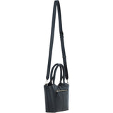 Leather Shoulder Bag with Detachable Crossbody Strap Black: 64739