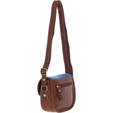 Ashwood Leather & Harris Tweed® Cloth Saddle Bag Tan/LT Blue: TW-26-05-TB