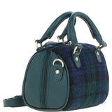 Ashwood Leather & Harris Tweed® Cloth Small Barrel Bag Green/Watch: TW-61-18-GW