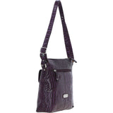 Ashwood Leather Croc-embossed Crossbody X Shoulder Bag for Woman Purple: 79651