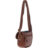 Ashwood Leather & Harris Tweed® Cloth Saddle Bag Tan/Green/Red: TW-26-08-TR