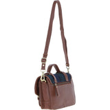 Ashwood Leather & Harris Tweed® Cloth Medium Satchel Bag with Twist Lock Tan/Watch: TW-34-04-TW