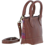 Ashwood Leather & Harris Tweed® Cloth Small Grab Bag Tan/Purple: TW-63-13-TP