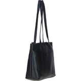 Designer Leather Shoulder Bag with Secure Zip Pocket Black: Bray