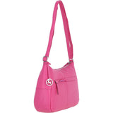 Leather Shoulder Bag with Zip & Magnetic Pocket Hot Pink: Meath