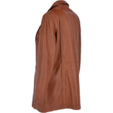 Womens Single Breasted Leather Coat Cognac/app: ESMARALDA