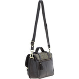 Ashwood Leather & Harris Tweed® Cloth Medium Satchel Bag with Twist Lock Brown/Green: TW-34-09-BG