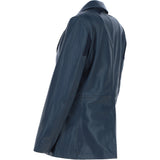 Womens Leather Fashion Single Breasted Blazer Navy: AWL-Blazer