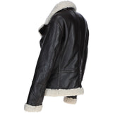 Womens Shearling Biker Jacket Brown: 2418