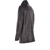 Leather Coat With Detachable Collar Black : Carl