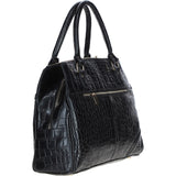 Three Section A4 Croc Print Leather Work Bag Black: A4 Work Bag