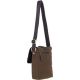 Fenland Canvas & Leather Crossbody Bag Brandy/green: FEN-753