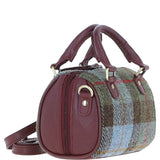 Ashwood Leather & Harris Tweed® Cloth Small Barrel Bag Wine/Mcload: TW-61-17-WM